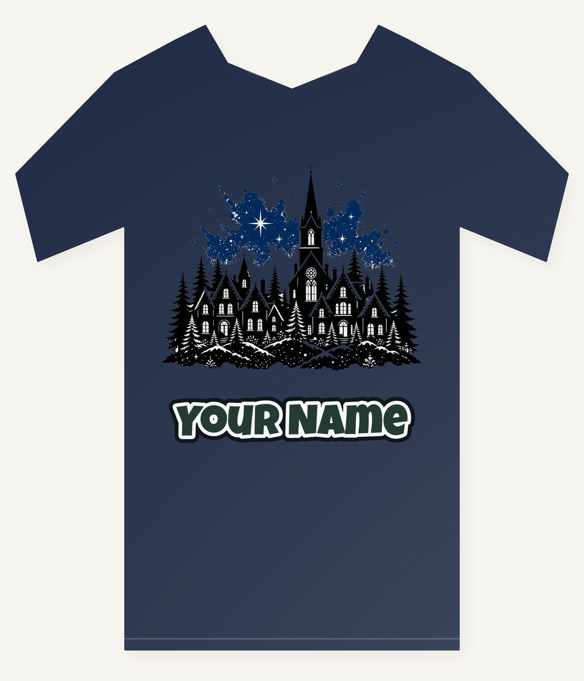 Black Village Church Silhouette Personalised Kids Tee and Baby Bodysuit