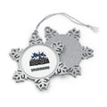 Black Village Church Silhouette Personalised Pewter Christmas Ornament