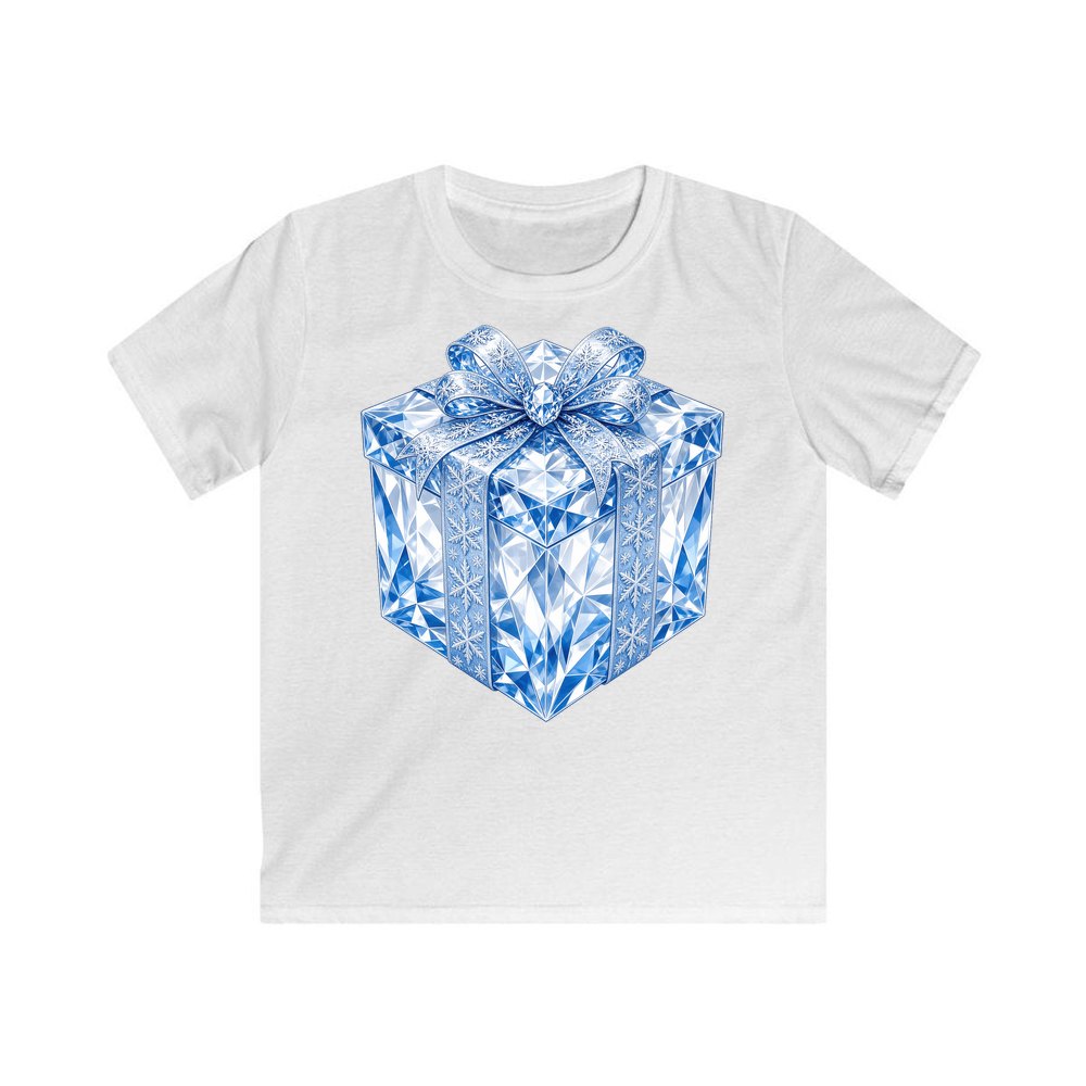 Blue Crystal Gift Box personalised kids Christmas tee in white