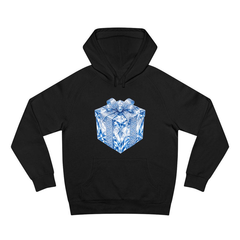 Blue Crystal Gift Box personalised Christmas hoodie in black