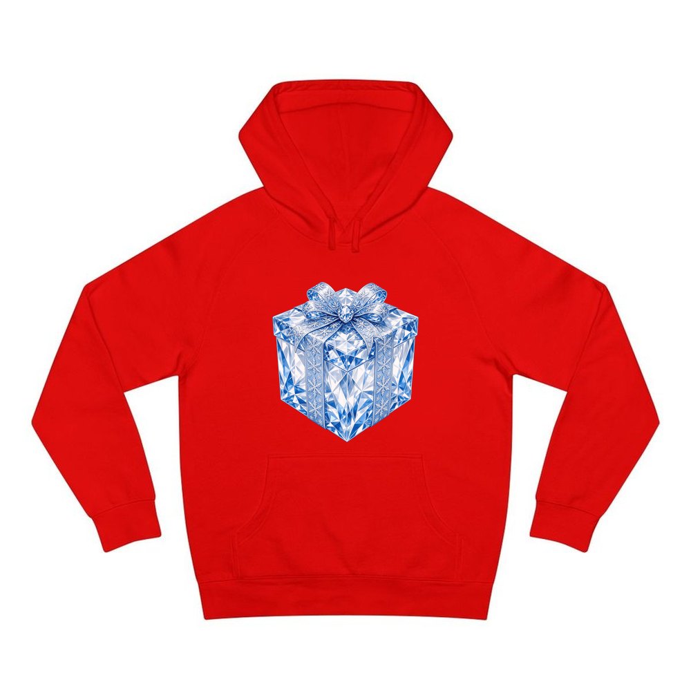 Blue Crystal Gift Box personalised Christmas hoodie in red