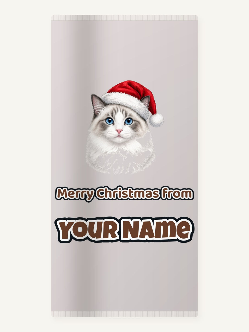 Blue Eyed Longhair Cat Christmas Personalised Beach Towel