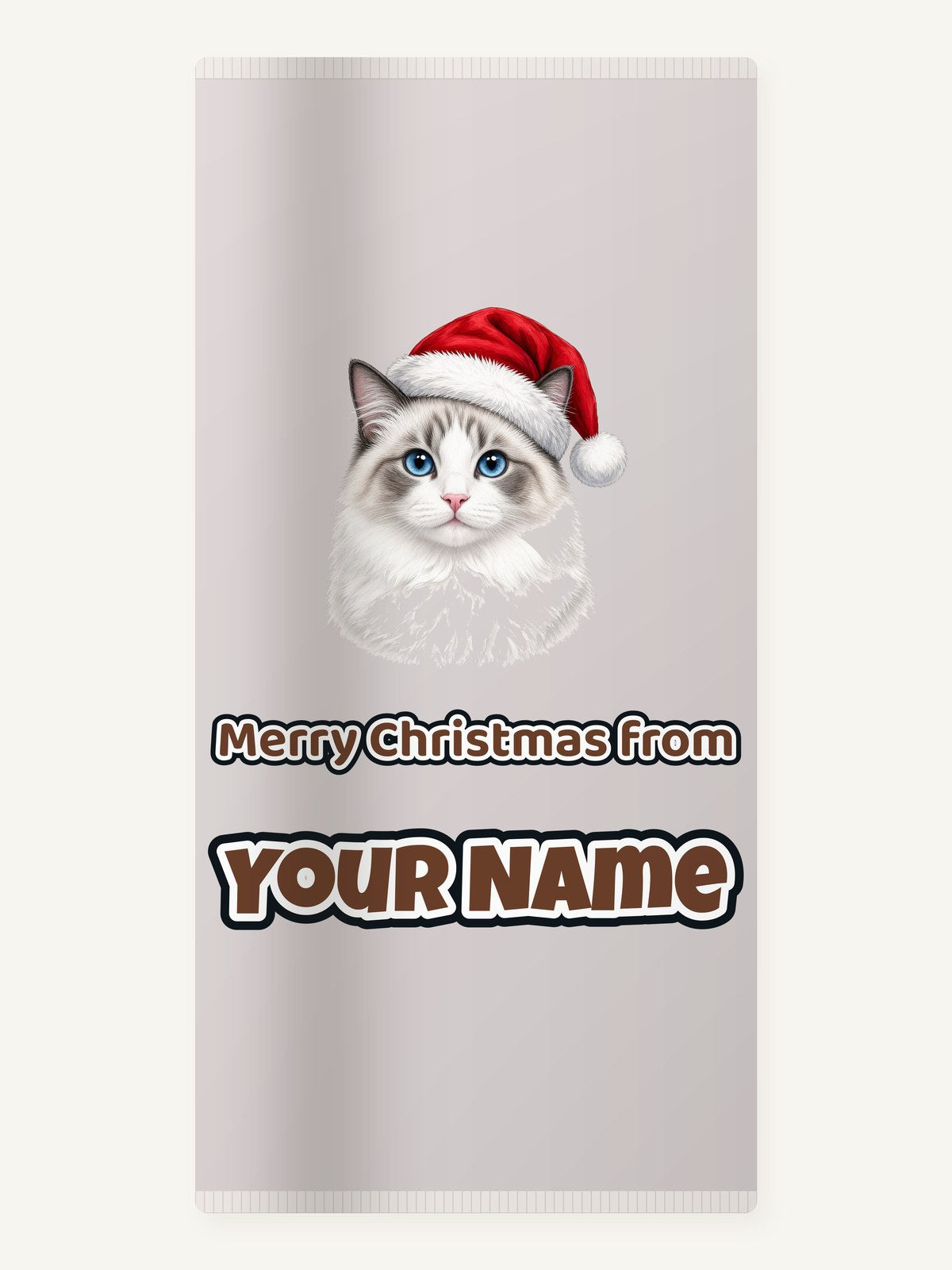 Blue Eyed Longhair Cat Christmas Personalised Beach Towel