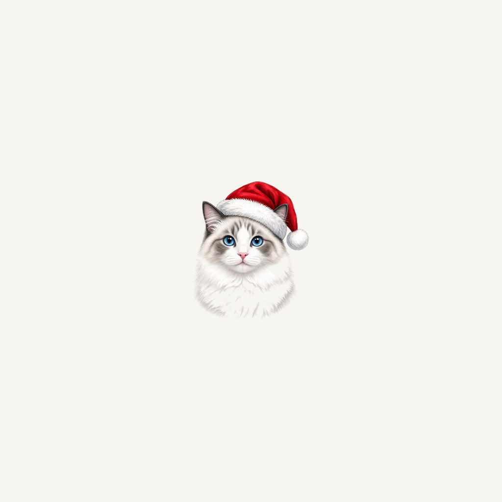 Blue Eyed Longhair Cat Christmas Personalised Beach Towel
