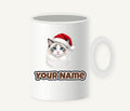 Blue Eyed Longhair Cat Christmas Personalised Christmas Mug