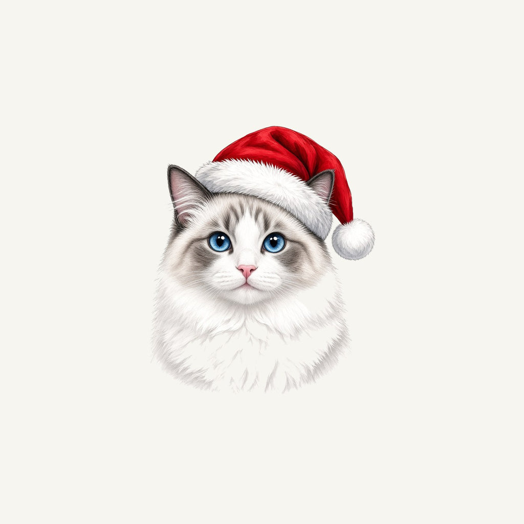 Blue Eyed Longhair Cat Christmas Personalised Christmas Mug