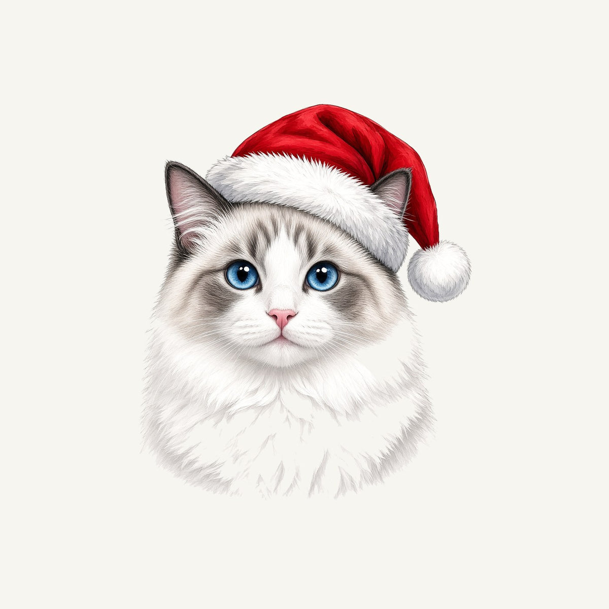 Blue Eyed Longhair Cat Christmas Personalised Christmas T-Shirt and Hoodie