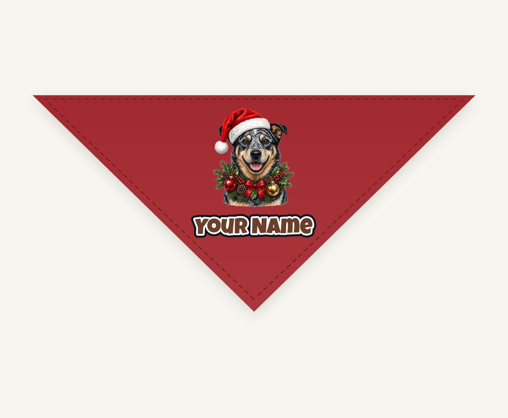 Blue Heeler personalised Christmas pet bandana, tie-on style