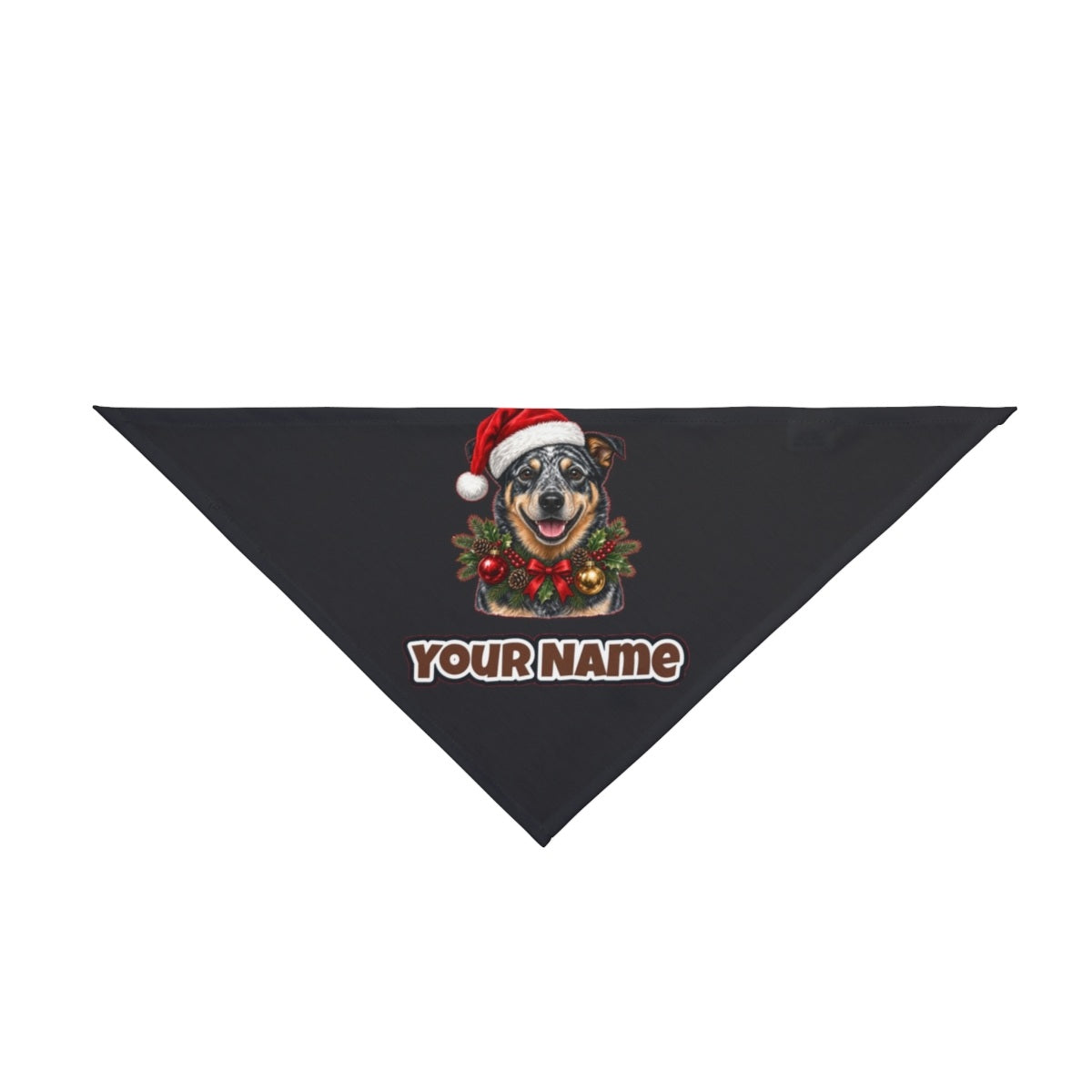 Blue Heeler personalised Christmas pet bandana in black, tie-on style