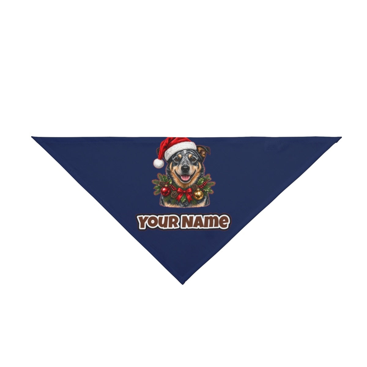 Blue Heeler personalised Christmas pet bandana in navy, tie-on style
