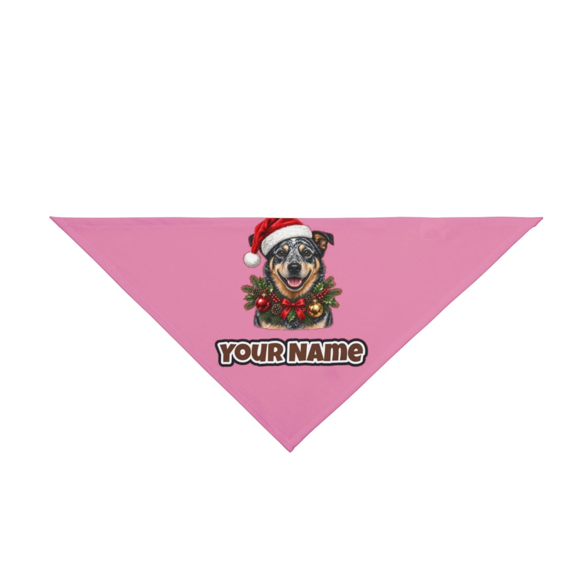 Blue Heeler personalised Christmas pet bandana in pink, tie-on style