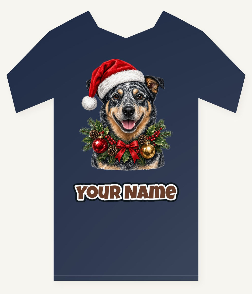 Blue Heeler Christmas Personalised Kids Tee and Baby Bodysuit
