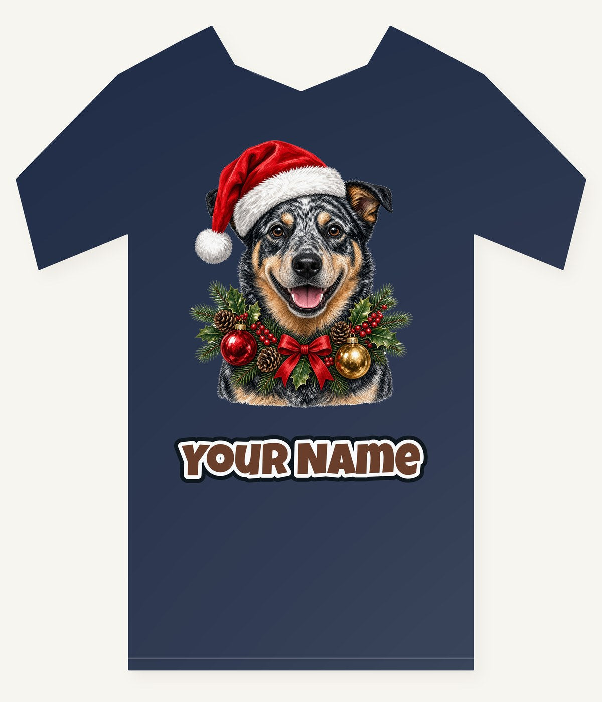 Blue Heeler Christmas Personalised Kids Tee and Baby Bodysuit