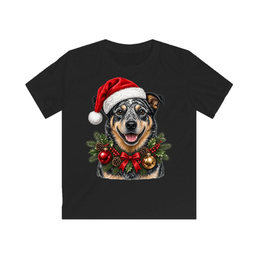 Blue Heeler personalised kids Christmas tee in black