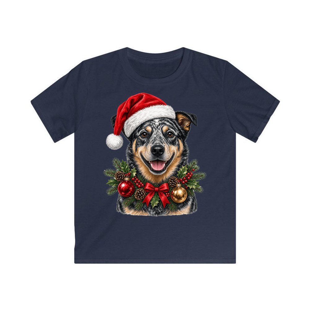 Blue Heeler personalised kids Christmas tee in navy