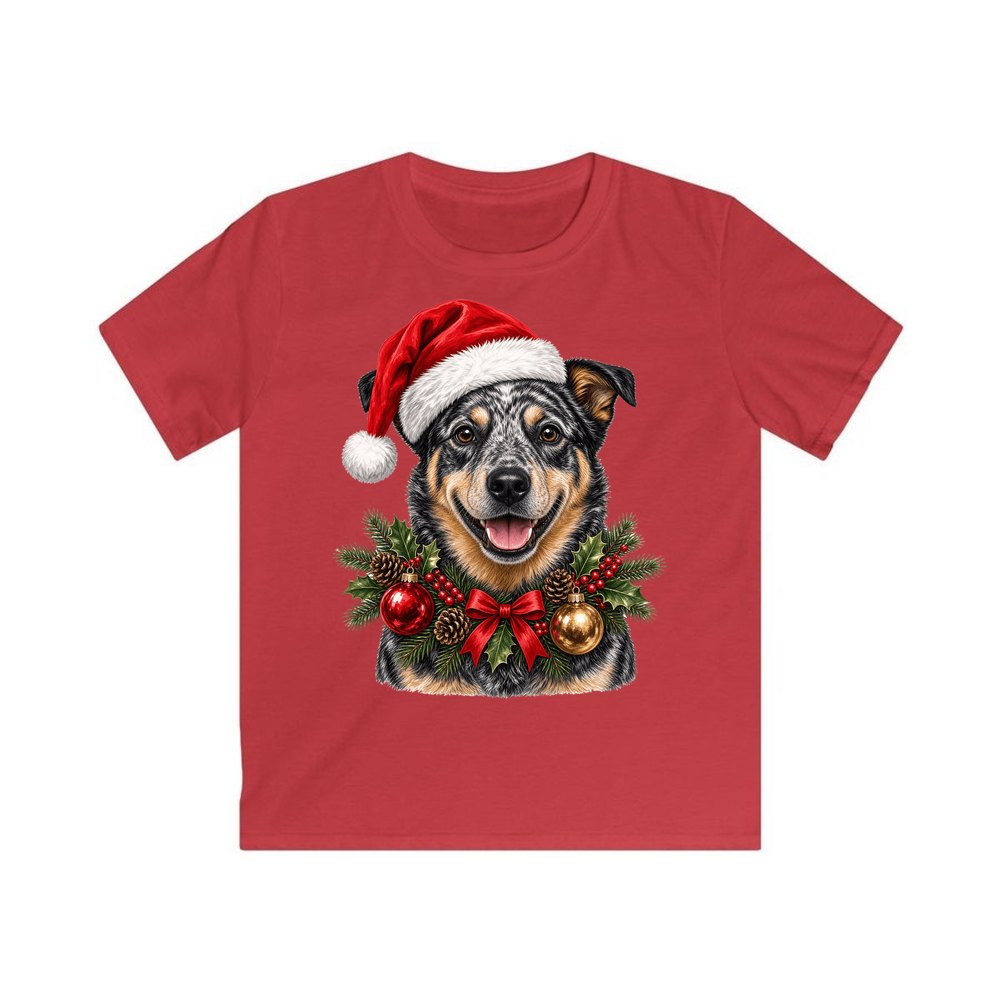 Blue Heeler personalised kids Christmas tee in red