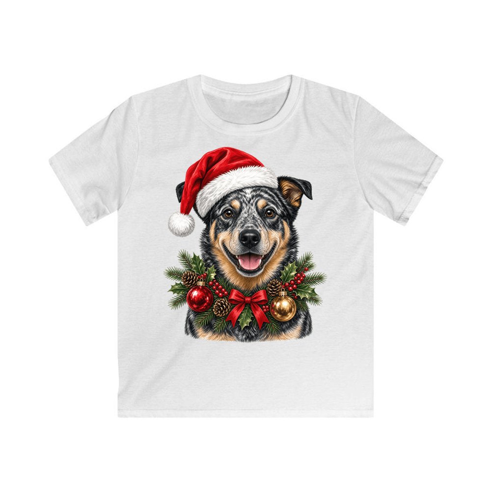 Blue Heeler personalised kids Christmas tee in white