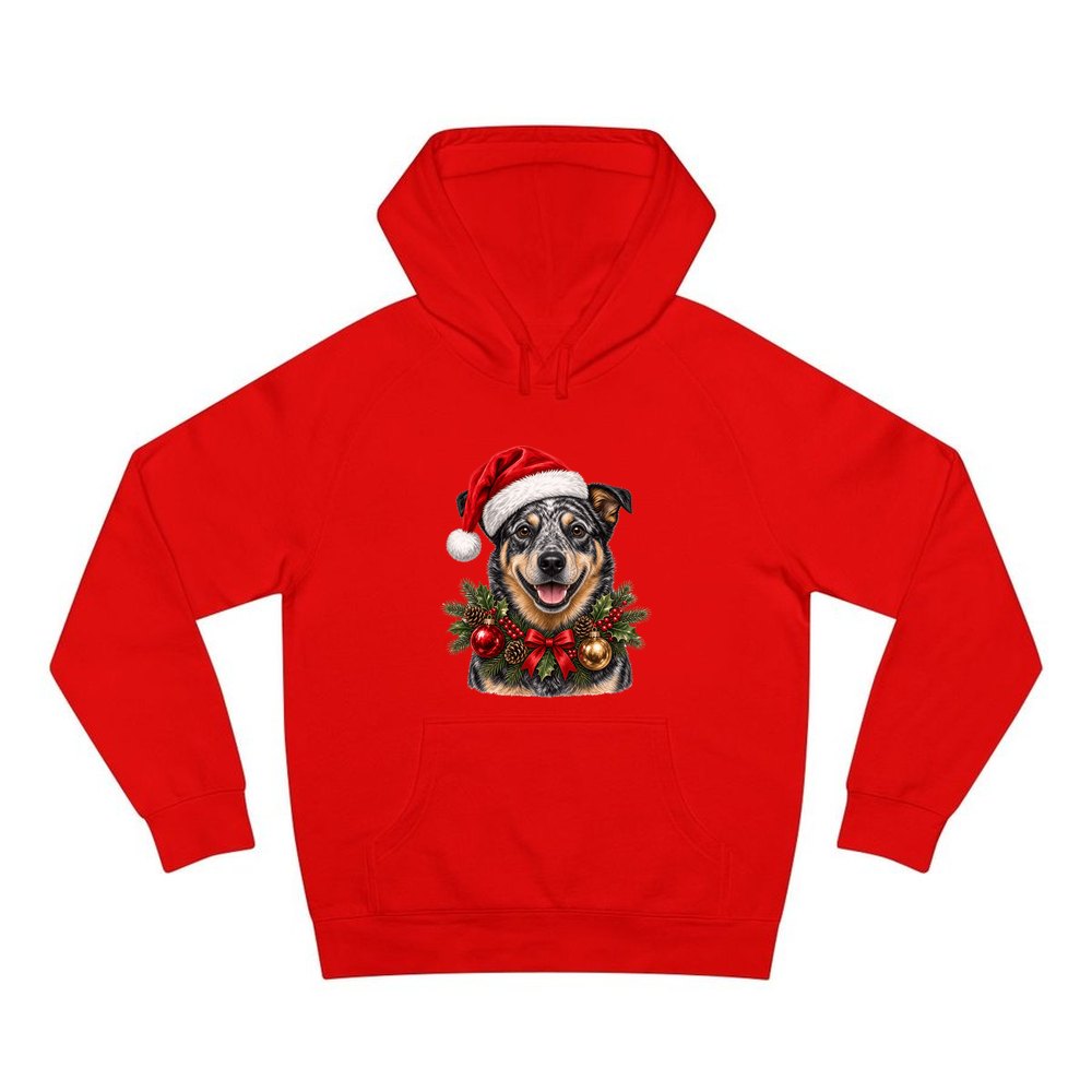 Blue Heeler personalised Christmas hoodie in red