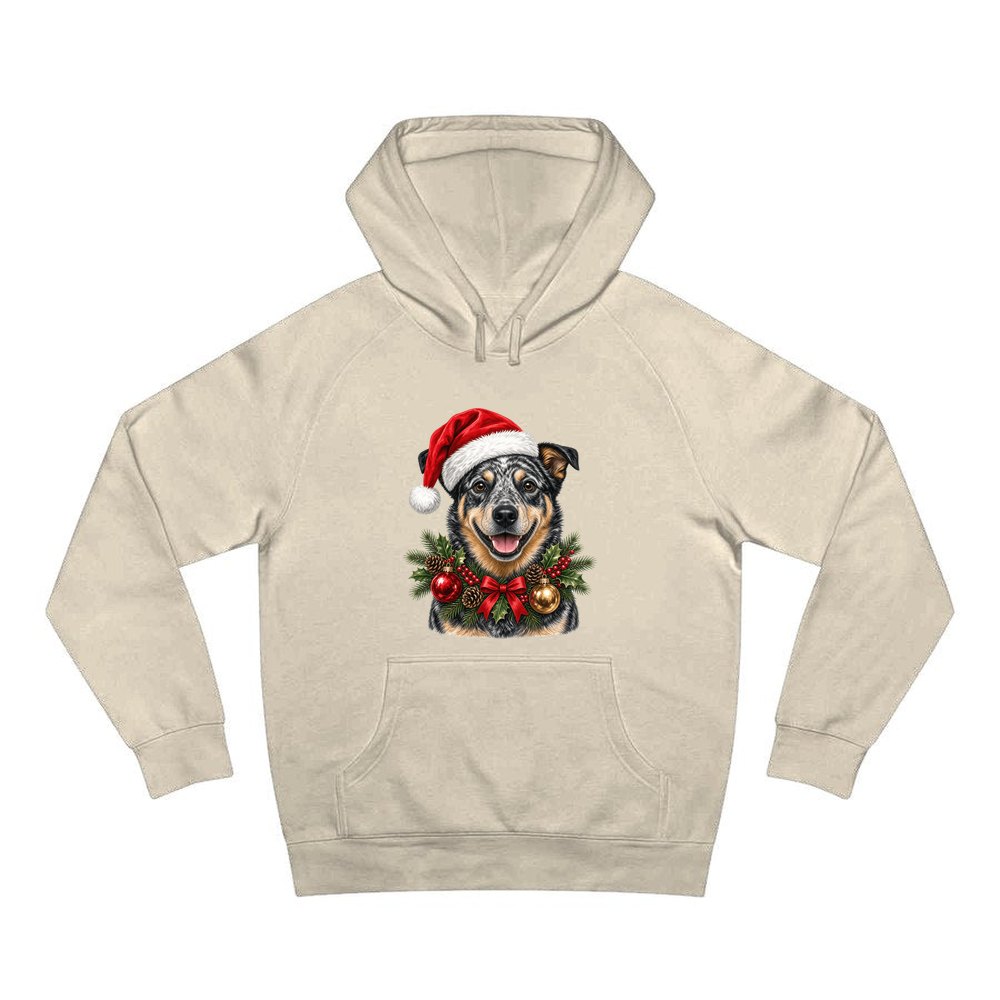 Blue Heeler personalised Christmas hoodie in sand