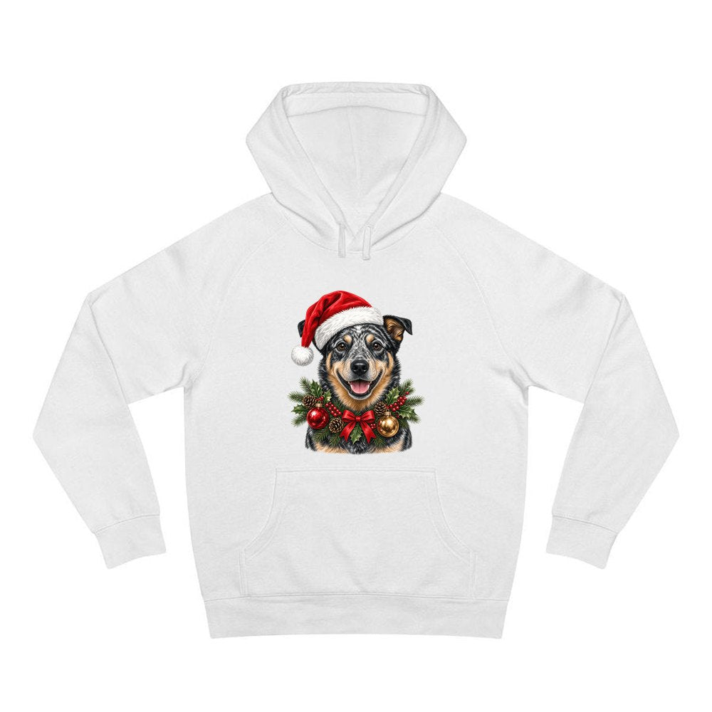 Blue Heeler personalised Christmas hoodie in white