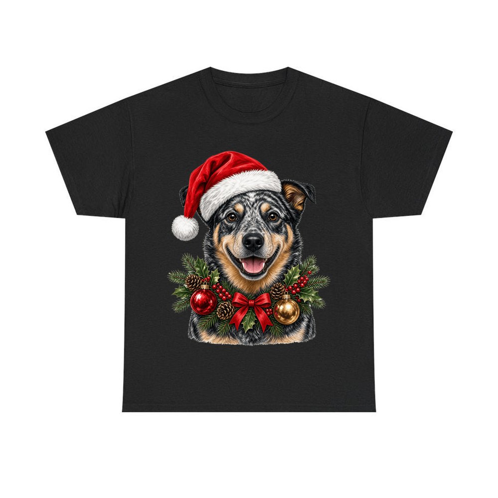 Blue Heeler personalised Christmas T-shirt in black