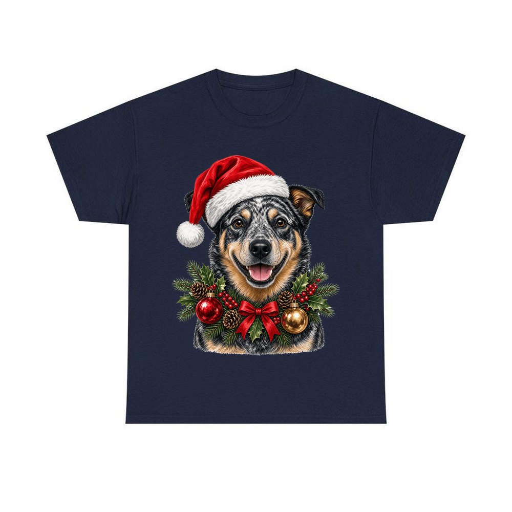 Blue Heeler personalised Christmas T-shirt in navy