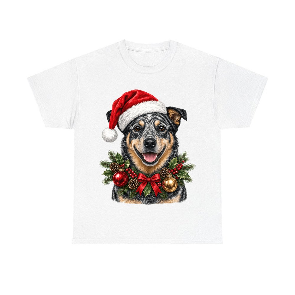 Blue Heeler personalised Christmas T-shirt in white