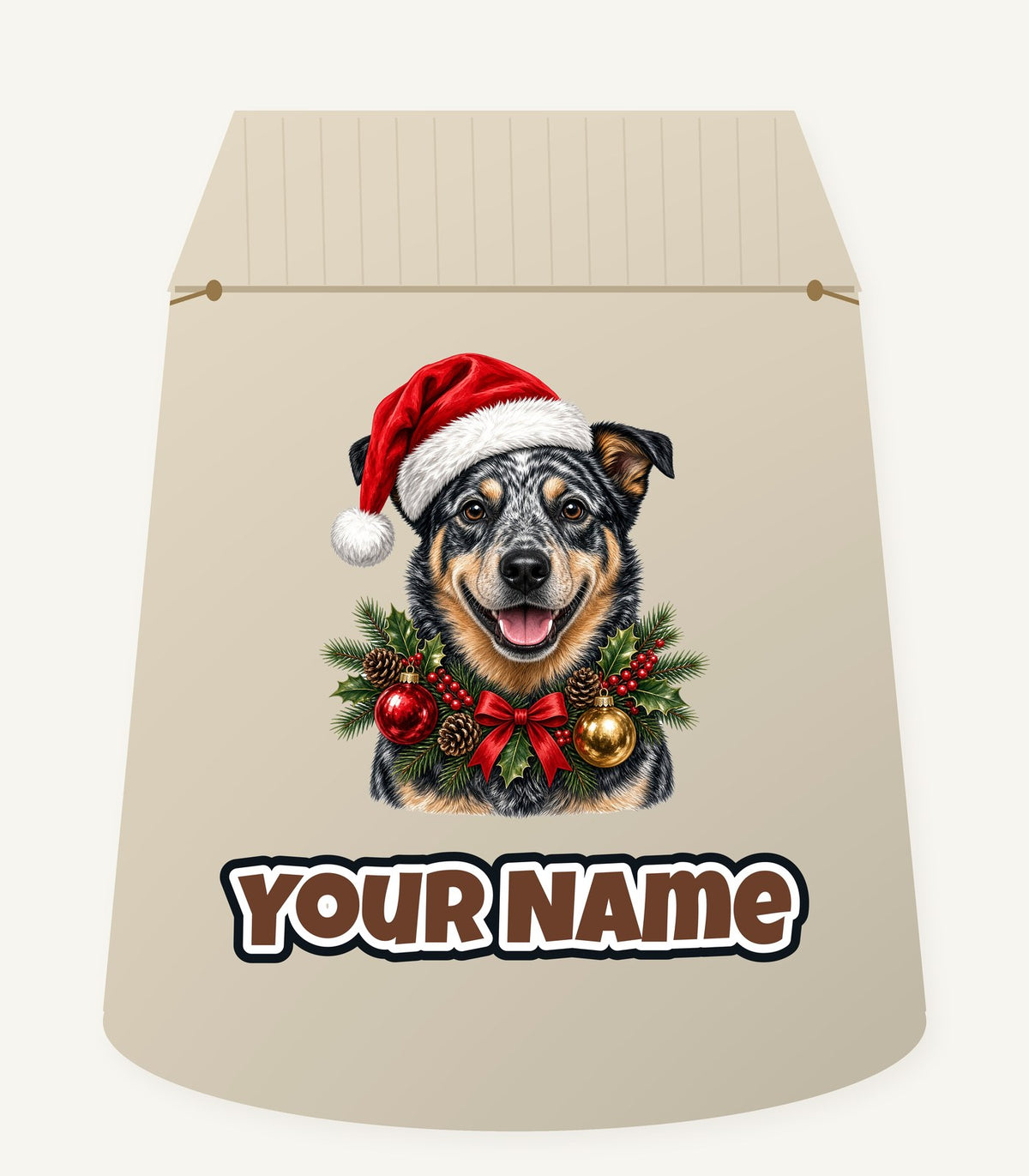 Blue Heeler Christmas Personalised Santa Sack