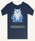 Blue Winter Snowy Owl Personalised Kids Tee and Baby Bodysuit