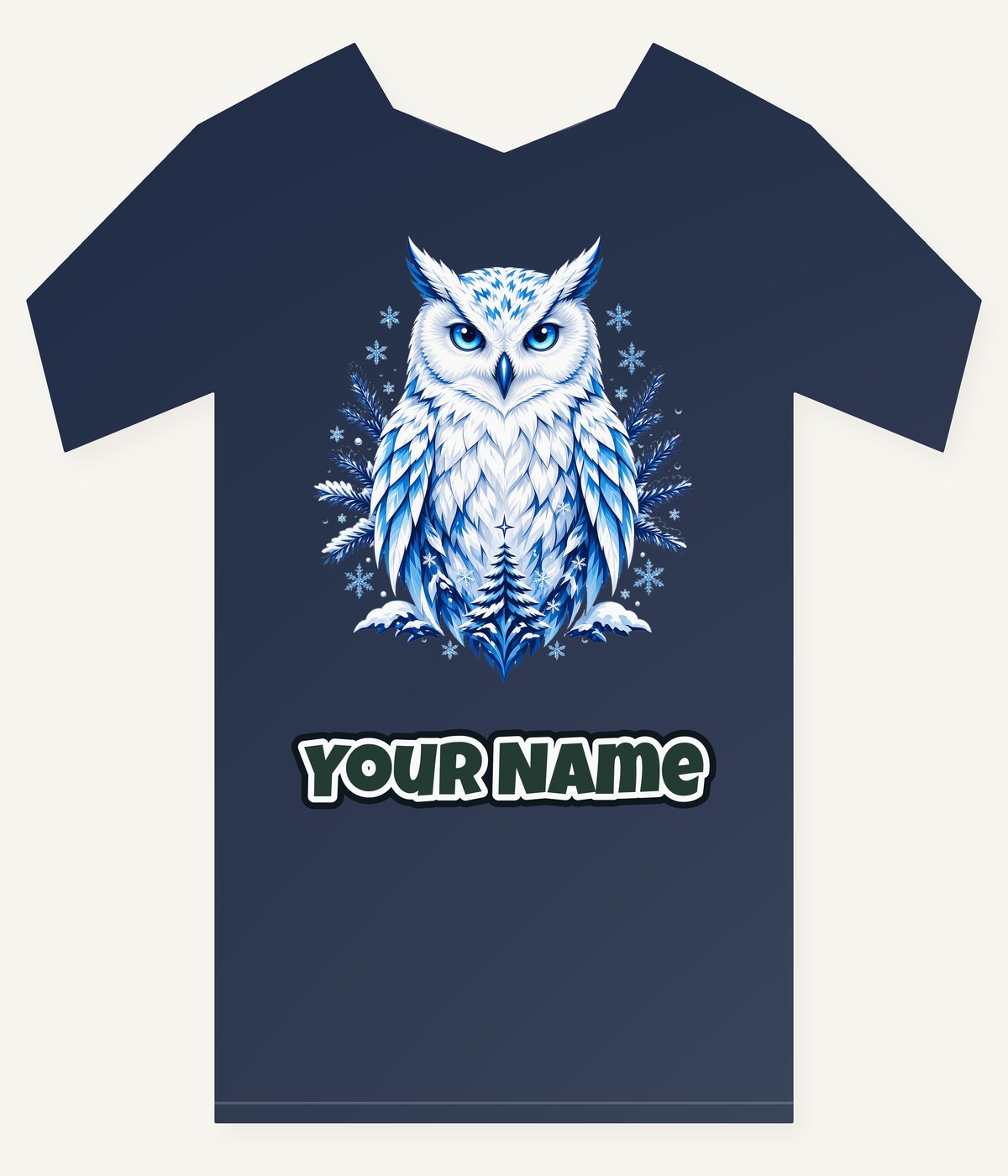 Blue Winter Snowy Owl Personalised Kids Tee and Baby Bodysuit