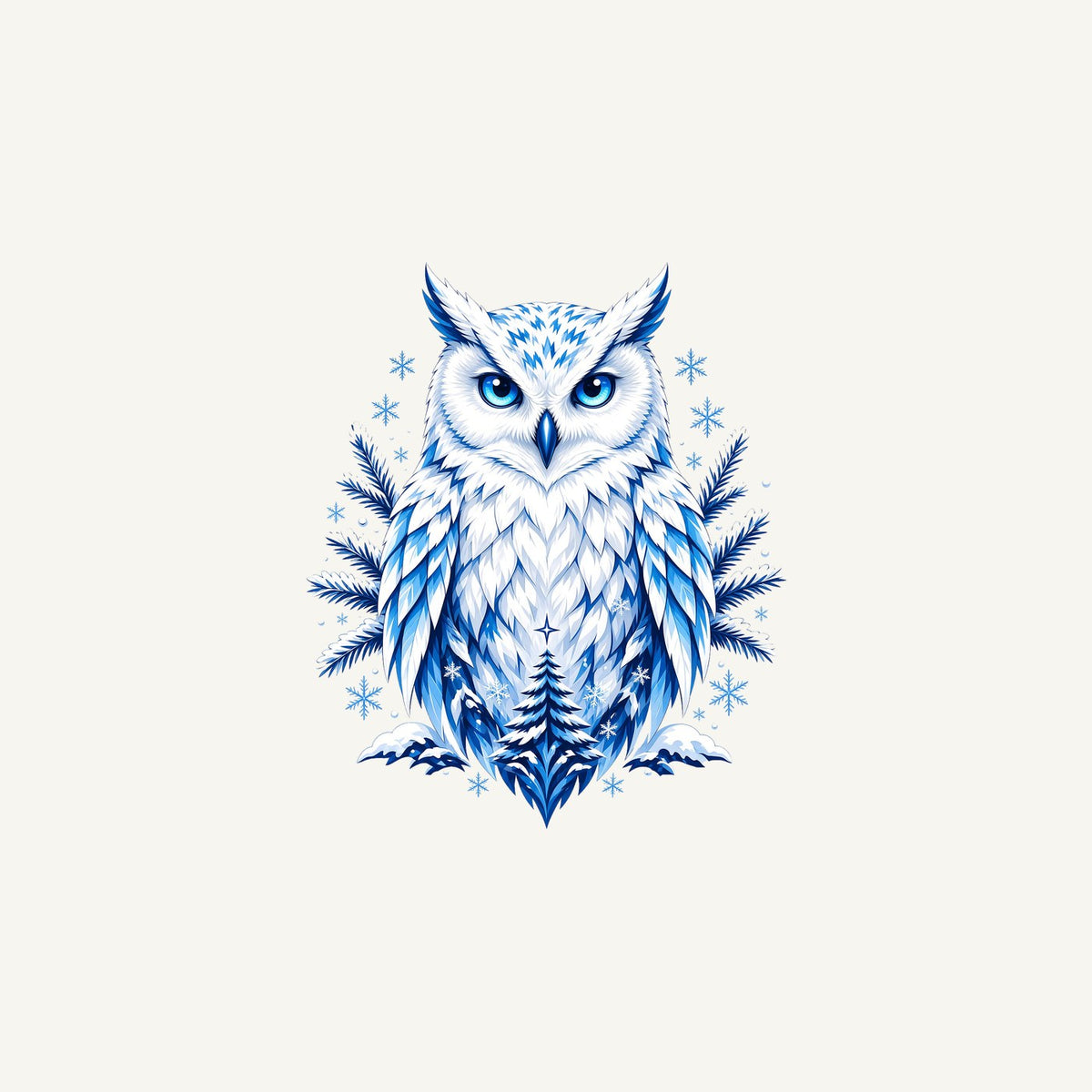 Blue Winter Snowy Owl Personalised Christmas Mug