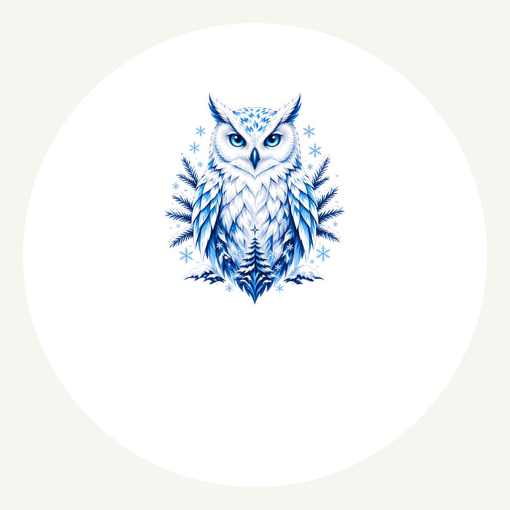 Blue Winter Snowy Owl Personalised Pewter Christmas Ornament