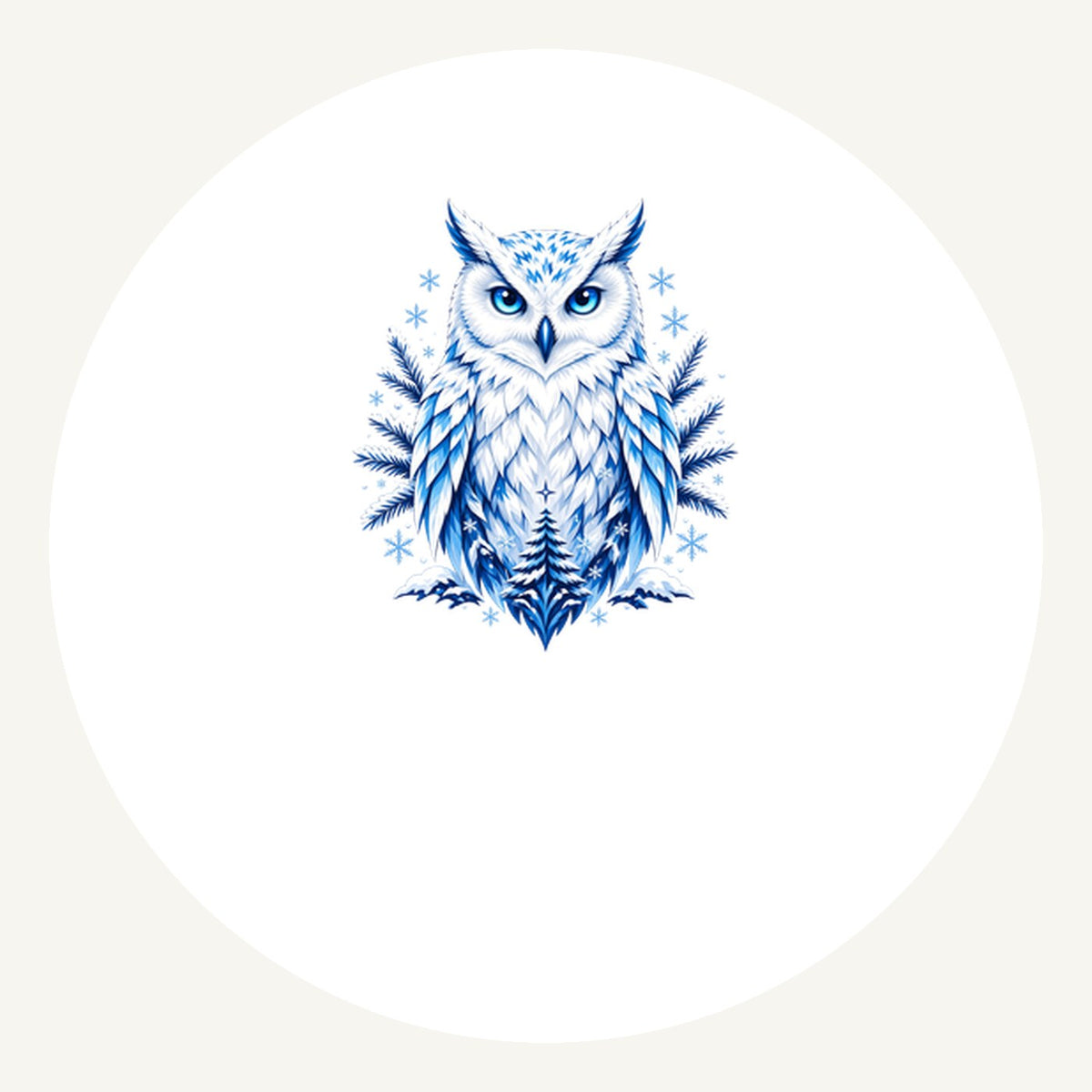 Blue Winter Snowy Owl Personalised Pewter Christmas Ornament