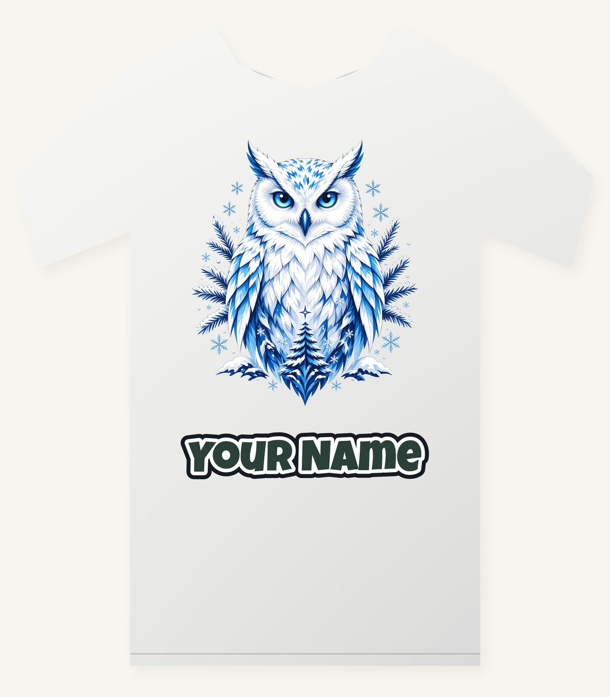 Blue Winter Snowy Owl Personalised Christmas T-Shirt and Hoodie