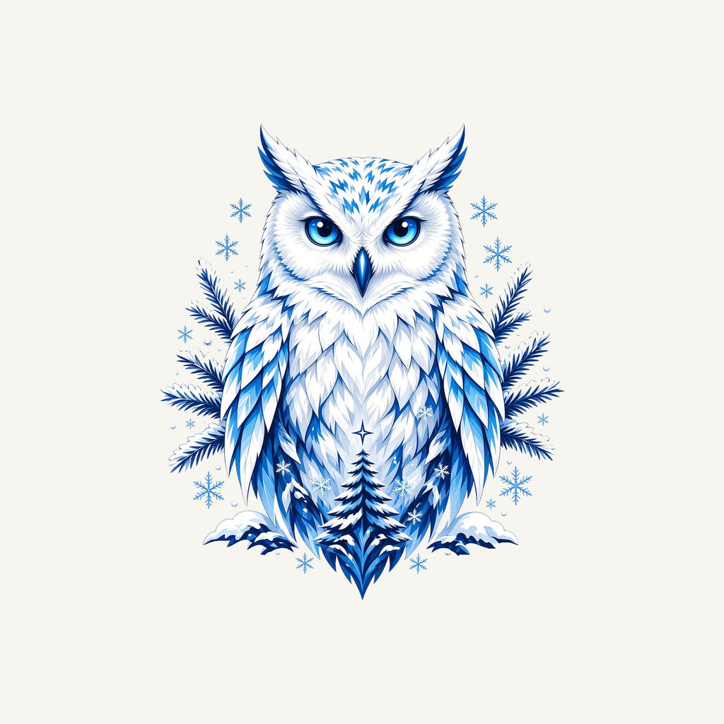 Blue Winter Snowy Owl Personalised Christmas T-Shirt and Hoodie