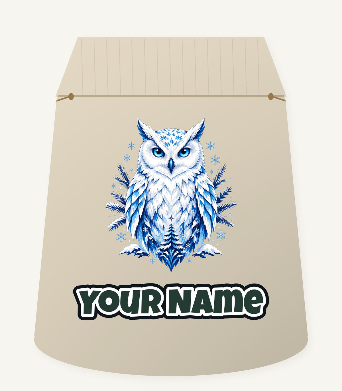 Blue Winter Snowy Owl Personalised Santa Sack
