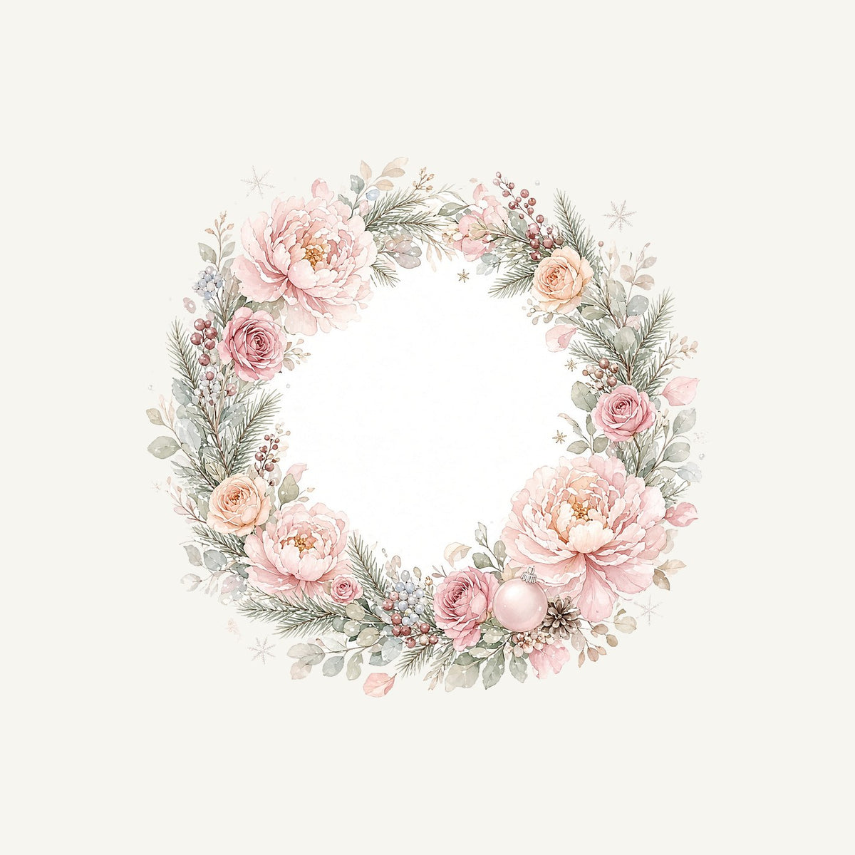 Blush Floral Christmas Wreath Personalised Kids Tee and Baby Bodysuit
