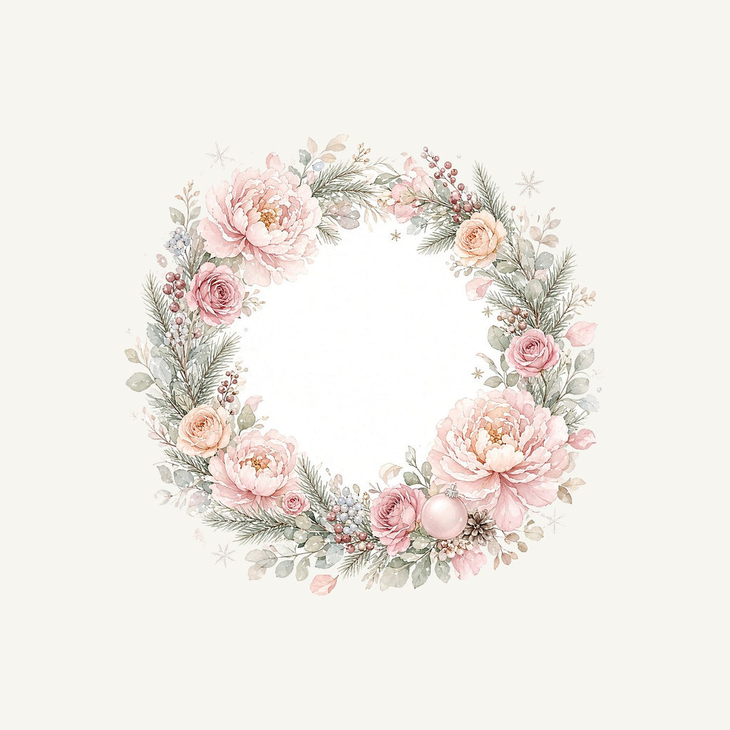 Blush Floral Christmas Wreath Personalised Kids and Baby Christmas Tee