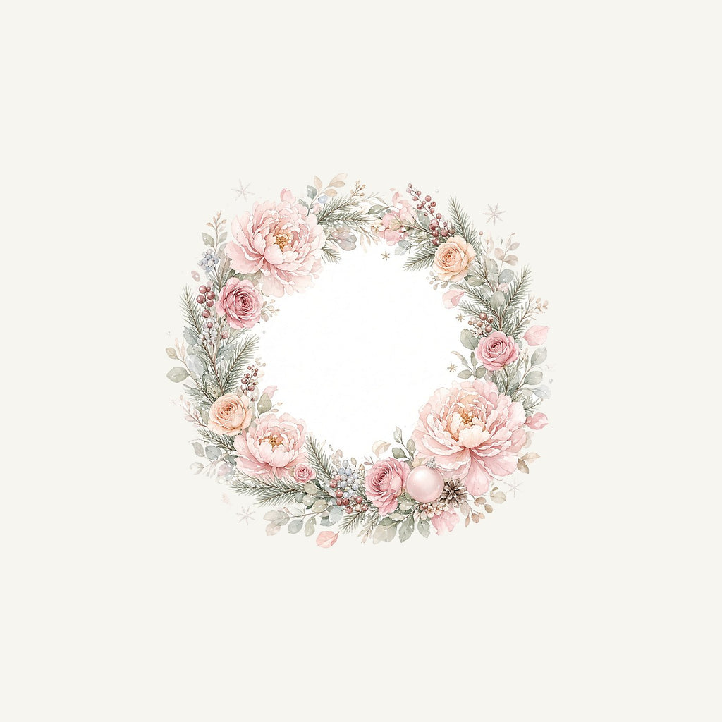 Blush Floral Christmas Wreath Personalised Christmas Mug