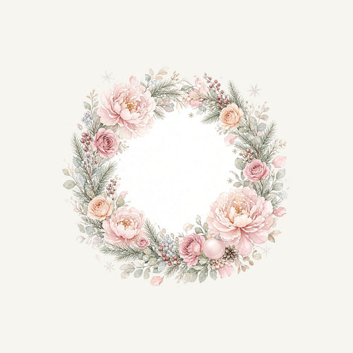 Blush Floral Christmas Wreath Personalised Christmas T-Shirt and Hoodie