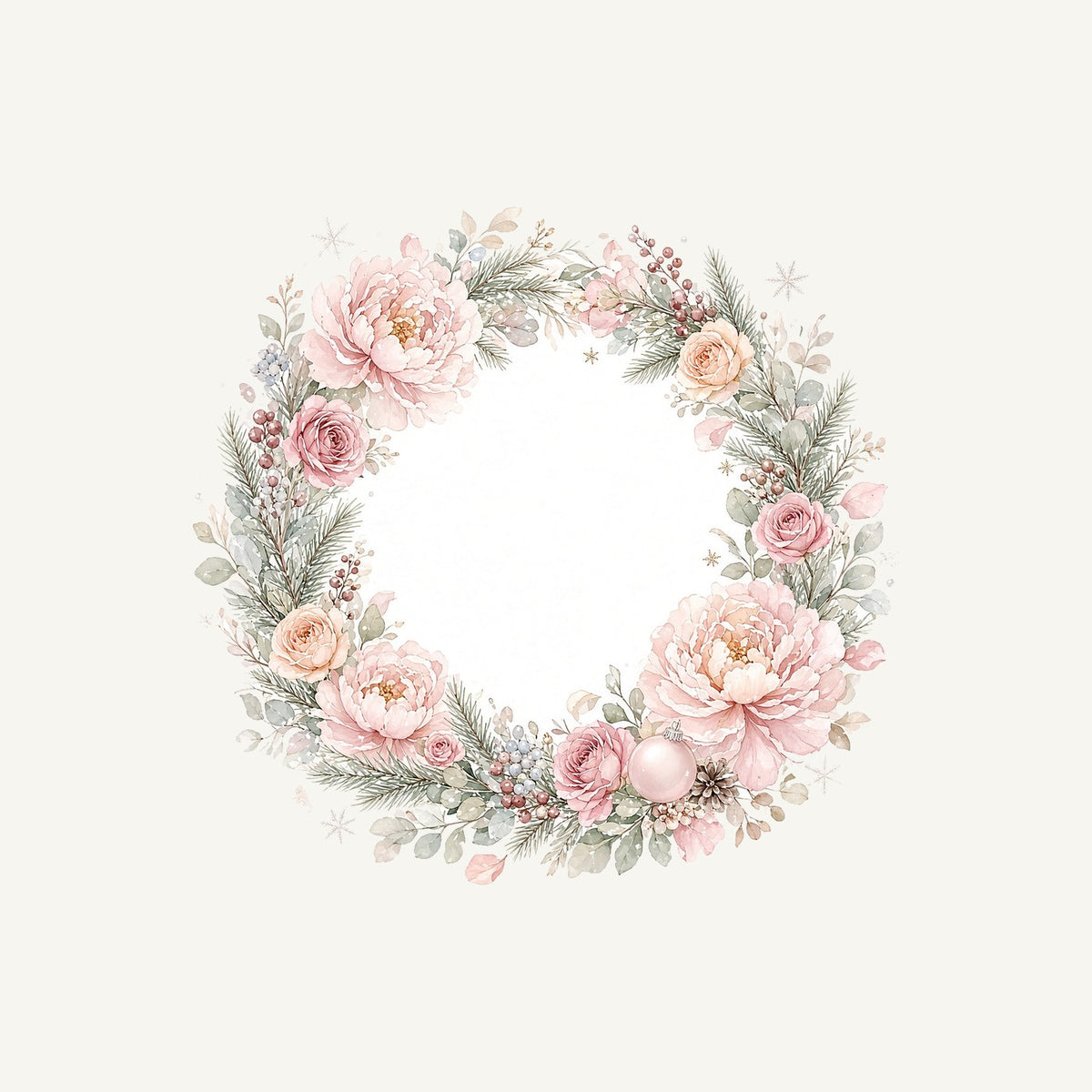 Blush Floral Christmas Wreath Personalised Christmas T-Shirt and Hoodie