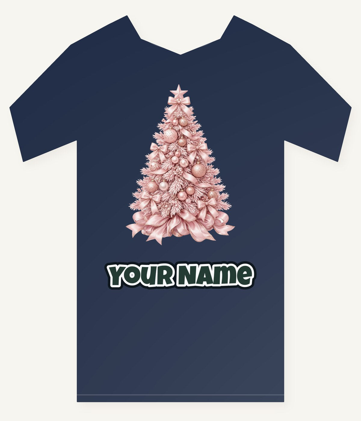 Blush Pink Christmas Tree Personalised Kids Tee and Baby Bodysuit