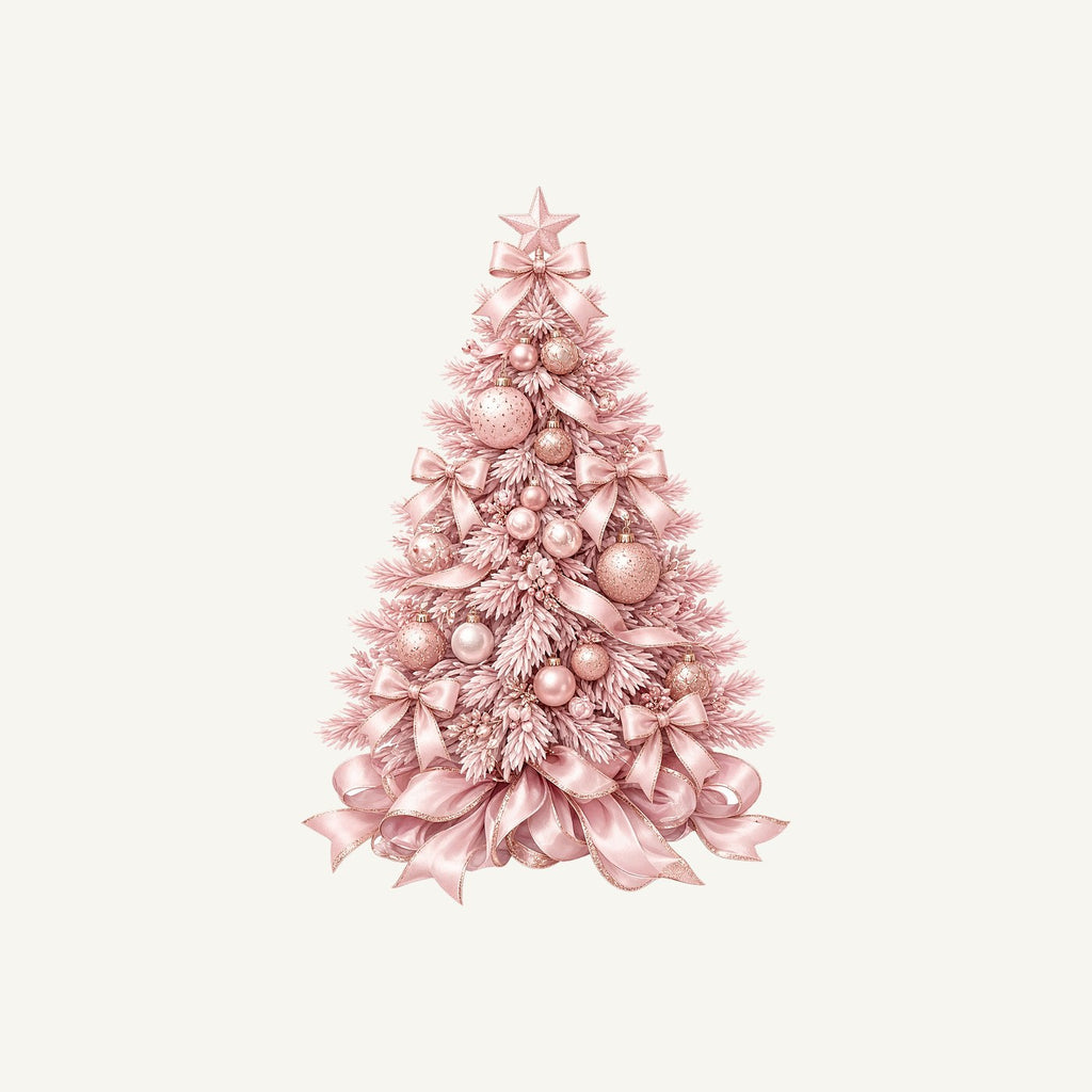 Blush Pink Christmas Tree Personalised Kids Tee and Baby Bodysuit