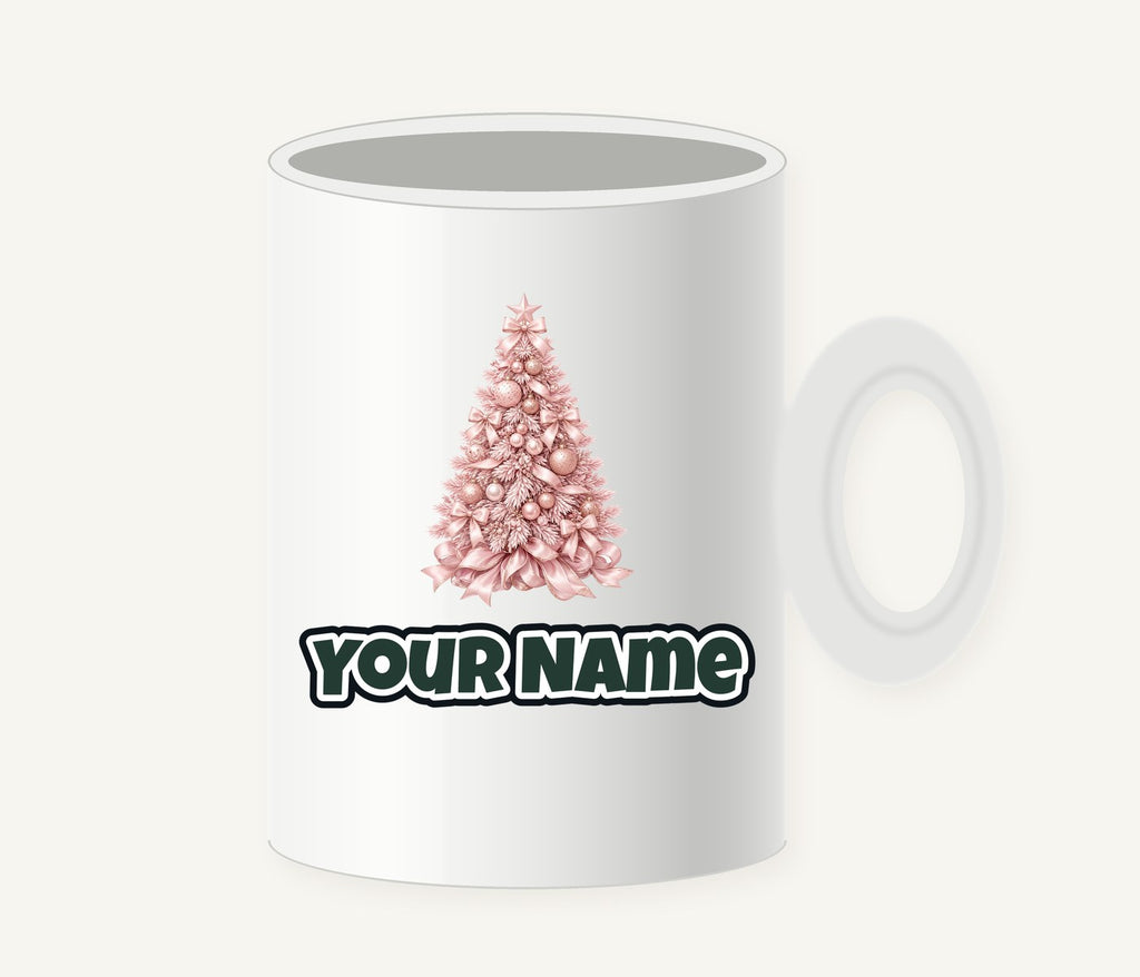 Blush Pink Christmas Tree Personalised Christmas Mug