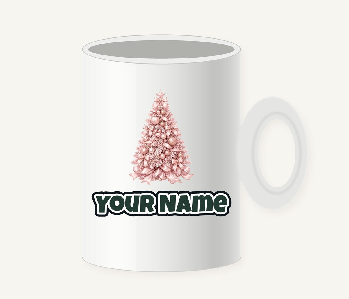 Blush Pink Christmas Tree Personalised Christmas Mug