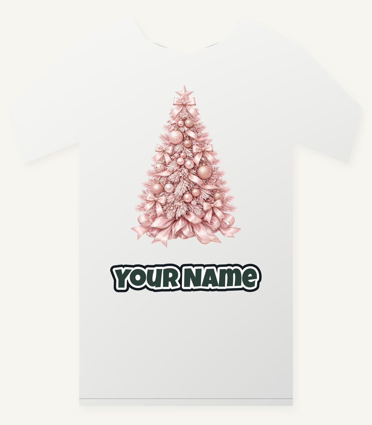 Blush Pink Christmas Tree Personalised Christmas T-Shirt and Hoodie