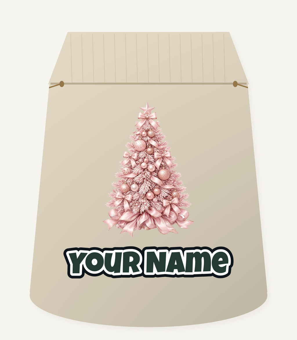 Blush Pink Christmas Tree Personalised Santa Sack