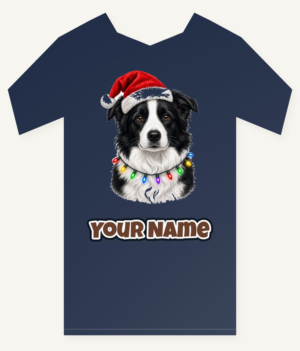 Border Collie in Fairy Lights Personalised Kids Tee and Baby Bodysuit
