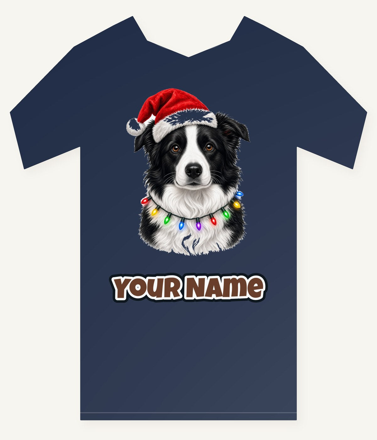 Border Collie in Fairy Lights Personalised Kids Tee and Baby Bodysuit