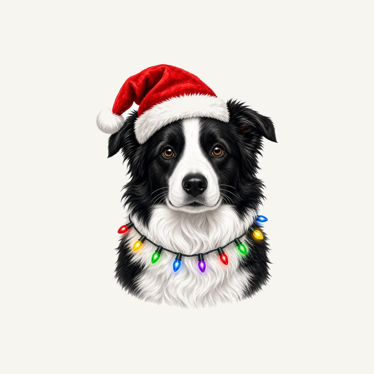 Border Collie in Fairy Lights Personalised Kids Tee and Baby Bodysuit